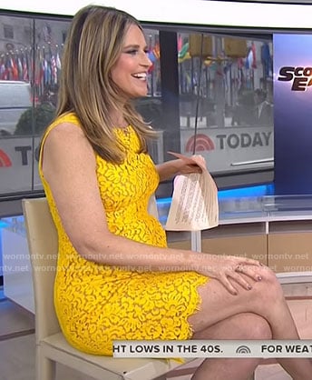 Savannah’s yellow lace sleeveless dress on Today