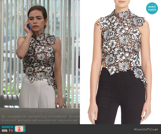 Self Portrait Lily Top worn by Victoria Newman (Amelia Heinle) on The Young and the Restless