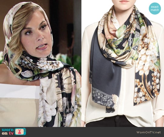 Ted Baker Gem Gardens Silk Scarf worn by Phyllis Newman (Gina Tognoni) on The Young and the Restless