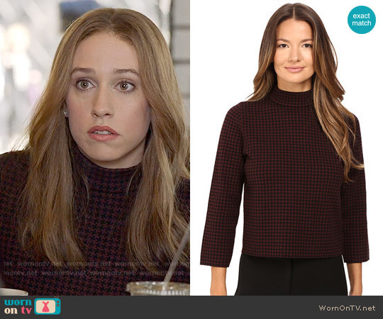 Theory Harmona JH Evian Houndstooth Sweater worn by Catherine Meyer (Sarah Sutherland) on Veep