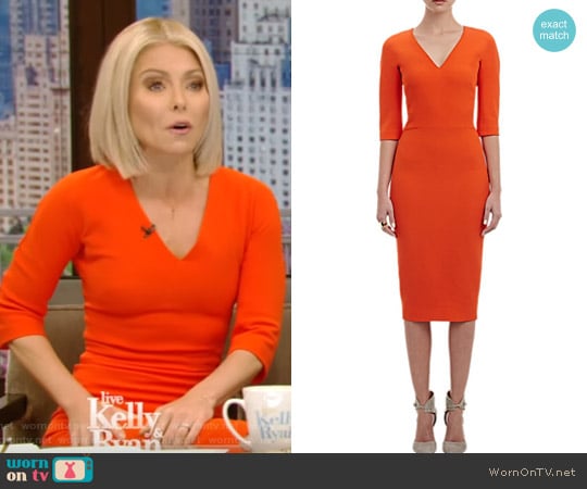 Faille Sheath Dress by Victoria Beckham worn by Kelly Ripa on Live with Kelly and Mark