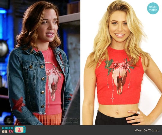 Wildfox Desert Dahlia Keaton Tank in Free Love Red worn by Cassandra (Georgie Flores) on Famous in Love