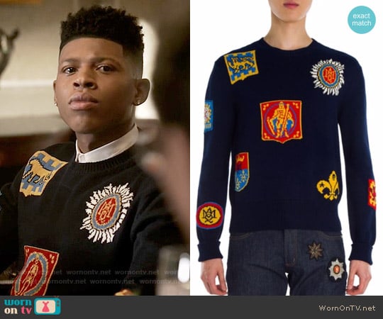 Alexander McQueen Jacquard Badge Sweater worn by Hakeem Lyon (Bryshere Y. Gray) on Empire