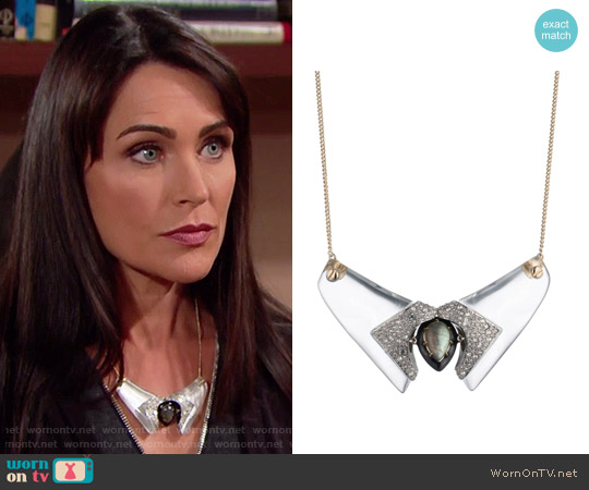 Alexis Bittar Screw Studded Bib Necklace worn by Quinn Fuller (Rena Sofer) on The Bold and the Beautiful