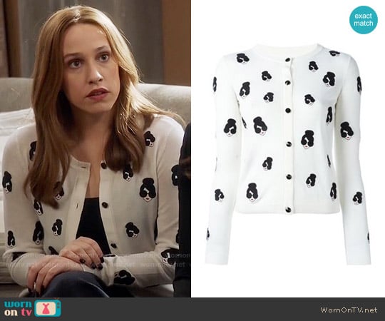 Alice + Olivia Stacey Emoji Cardigan worn by Catherine Meyer (Sarah Sutherland) on Veep