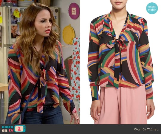 Alice + Olivia Aisha Top worn by Sofia Rodriguez (Aimee Carrero) on Young and Hungry