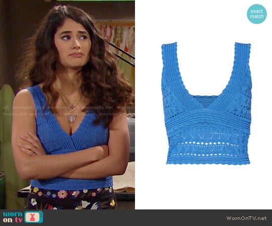 Alice + Olivia Clay Pointelle Top worn by Darlita (Danube Hermosillo) on The Bold and the Beautiful