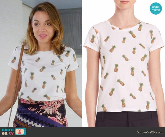 Alice + Olivia Robin Embellished Tee worn by Cassandra (Georgie Flores) on Famous in Love