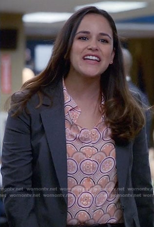 Amy's orange print shirt on Brooklyn Nine-Nine