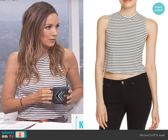 Aqua Stripe Twist Back Tank worn by Catt Sadler on E! News