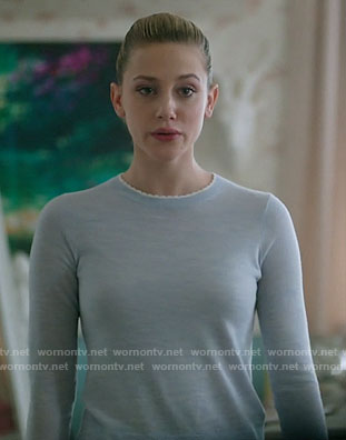 Betty's blue sweater with white scalloped trim on Riverdale