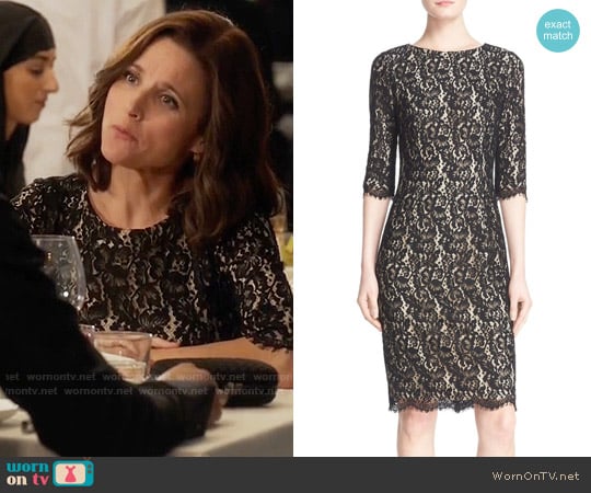 Carolina Herrera Lace Cocktail Dress worn by Selina Meyer (Julia Louis-Dreyfus) on Veep