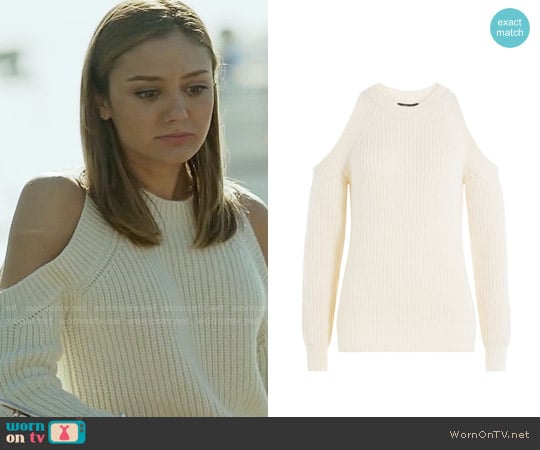 Derek Lam Virgin Wool Pullover with Cut-Out Shoulders worn by Megan Morrison (Christine Evangelista) on The Arrangement