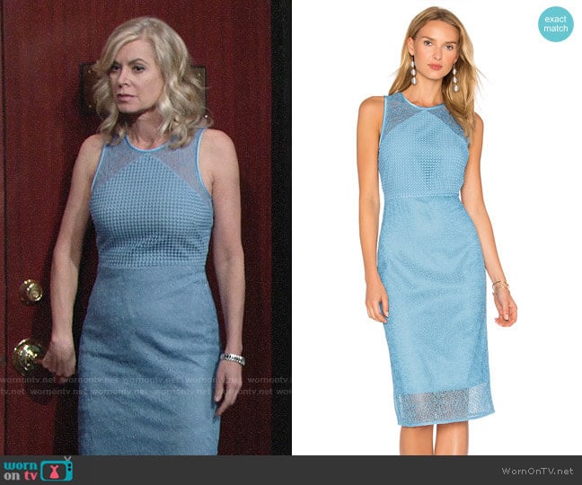 Diane von Furstenberg Mixed Lace Sheath Dress worn by Ashley Abbott (Eileen Davidson) on The Young and the Restless