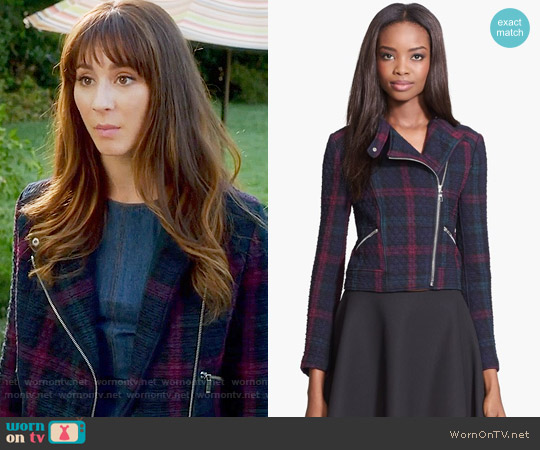 Elizabeth and James 'Patti' Plaid Quilted Moto Jacket worn by Spencer Hastings (Troian Bellisario) on Pretty Little Liars