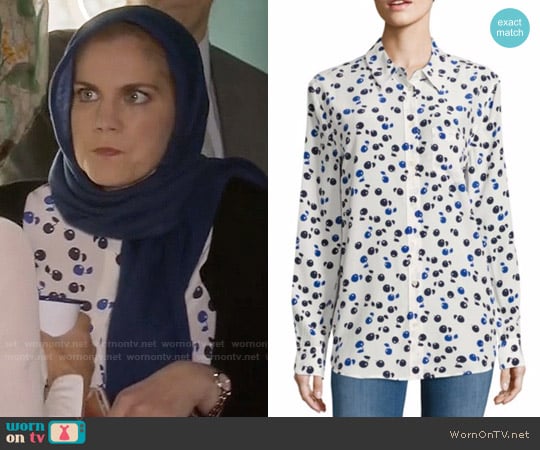 Equipment Reese Cherry Print Silk Shirt worn by Amy Brookheimer (Anna Chlumsky) on Veep