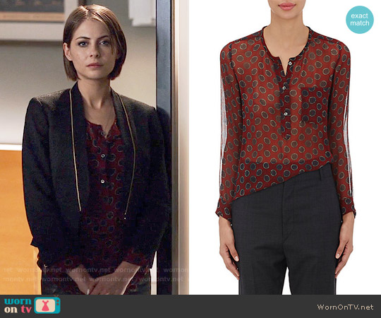 Isabel Marant Boden Crinkled Silk Chiffon Henley worn by Thea Queen (Willa Holland) on Arrow