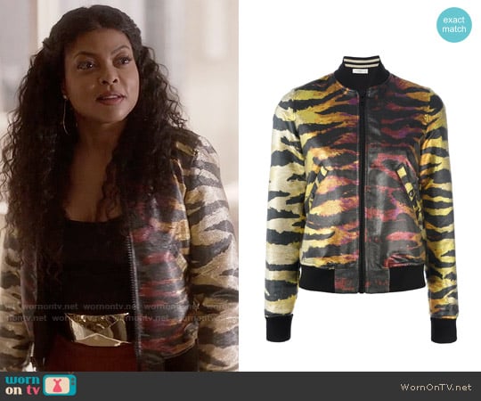 Faith Connexion Metallic Reversible Bomber Jacket worn by Cookie Lyon (Taraji P. Henson) on Empire