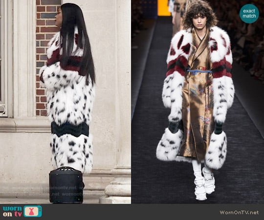 Fendi Fall 2016 White Fur Coat worn by Cookie Lyon (Taraji P. Henson) on Empire