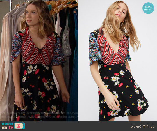 Free People Mix It Up Printed Mini Dress worn by Coco Spectra (Courtney Grosbeck) on The Bold & the Beautiful