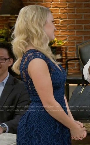 Gabi’s blue lace v-neck dress on Young and Hungry