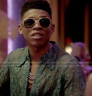 Hakeem's green lace shirt and sunglasses on Empire
