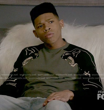 Hakeem’s sweater with panther sleeves on Empire