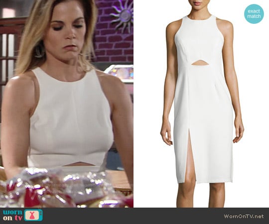 Halston Heritage Sleeveless High-Neck Fitted Cutout Dress worn by Phyllis Newman (Gina Tognoni) on The Young and the Restless