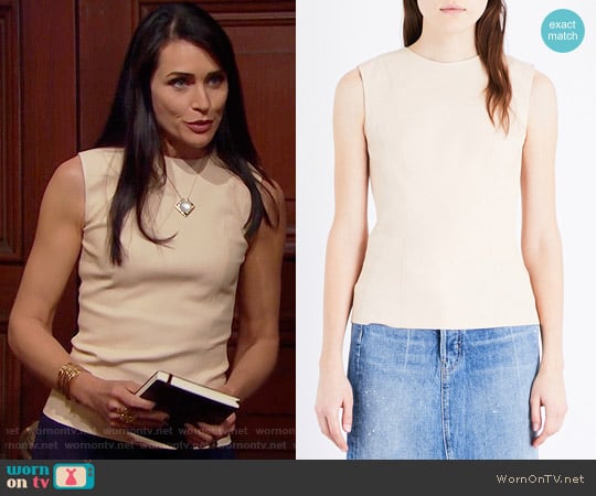 Helmut Lang Round-neck leather top worn by Quinn Fuller (Rena Sofer) on The Bold and the Beautiful