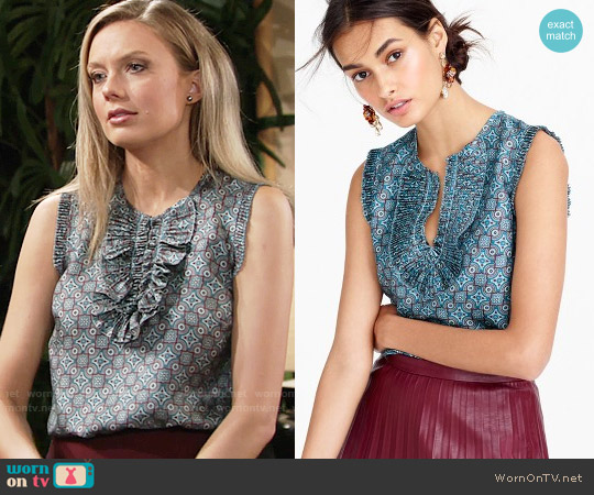 J. Crew Margot Top in Silk Foulard worn by Abby Newman (Melissa Ordway) on The Young and the Restless