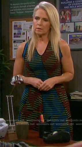 Jennifer’s mixed stripe v-neck dress on Days of our Lives