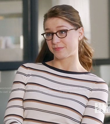 Kara’s white striped sweater on Supergirl