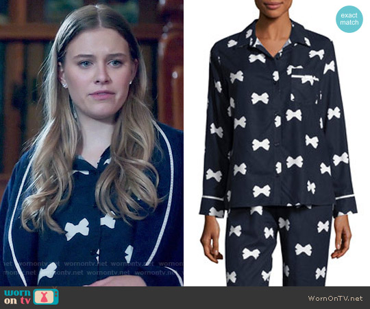 Kate Spade Bow Tie-print Pajama Set worn by Polly Cooper (Tiera Skovbye) on Riverdale