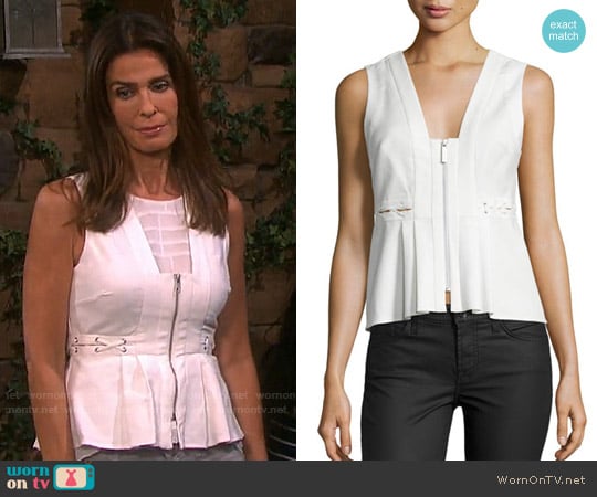 Kendall + Kylie Front-Zip Sleeveless Peplum Top worn by Hope Williams (Kristian Alfonso) on Days of our Lives