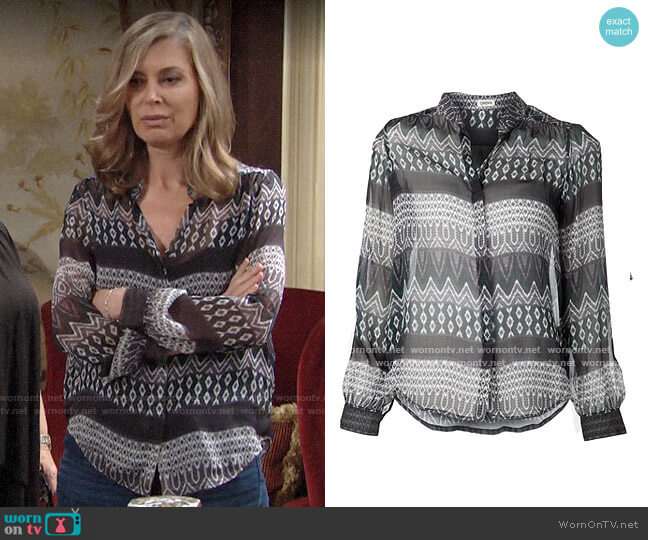 L'Agence Printed Blouse worn by Ashley Abbott (Eileen Davidson) on The Young and the Restless