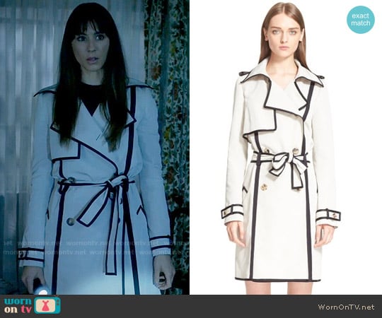 Lanvin Contrast Trim Trench Coat worn by Spencer Hastings (Troian Bellisario) on Pretty Little Liars