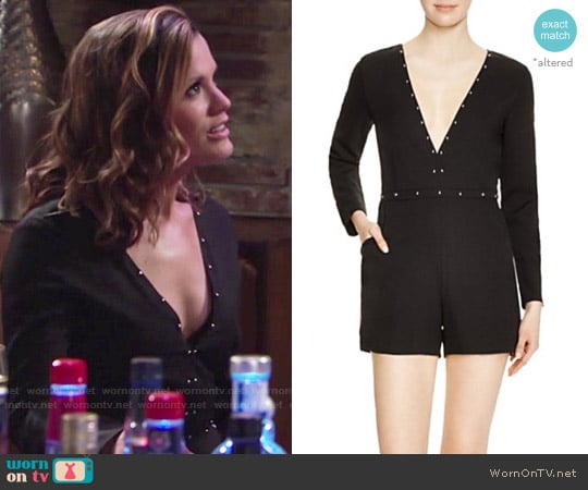 Lucy Paris Studded Deep V Romper worn by Chelsea Lawson (Melissa Claire Egan) on The Young and the Restless