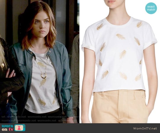 Maje Tampa Tee worn by Aria Montgomery (Lucy Hale) on Pretty Little Liars