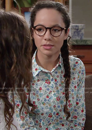 Mattie’s floral shirt on The Young and the Restless