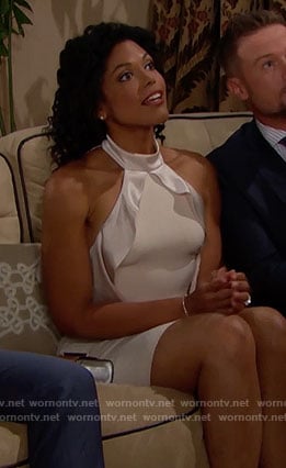 Maya's champagne ruffled dress on The Bold and the Beautiful