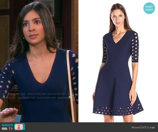 Milly Diamond Pointelle Flare Dress worn by Gabi Hernandez (Camila Banus) on Days of our Lives