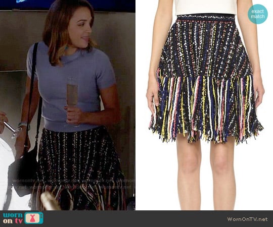 MSGM Tweed Fringe Skirt worn by Cassandra (Georgie Flores) on Famous in Love