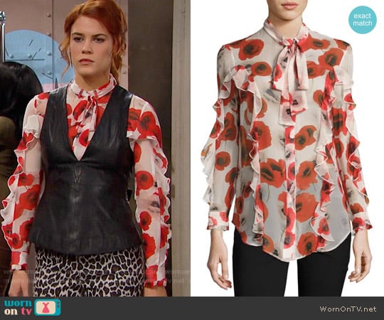 Nicholas Poppy Floral Blouse worn by Sally Spectra (Courtney Hope) on The Bold and the Beautiful