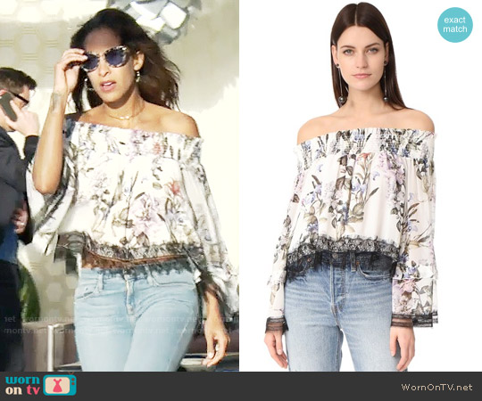 Nicholas Iris Floral Off Shoulder Blouse worn by Lily Winters (Christel Khalil) on The Young and the Restless