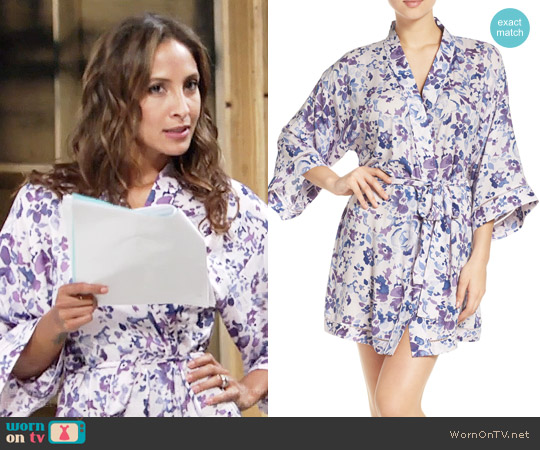 Nordstrom Lingerie Sweet Dreams Print Robe in Purple Tint Watercolor Floral worn by Lily Winters (Christel Khalil) on The Young and the Restless