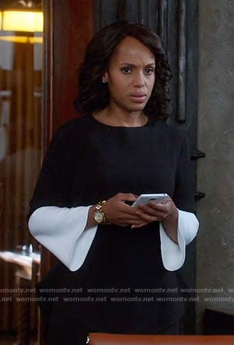 Olivia's black and white bell-sleeve top on Scandal