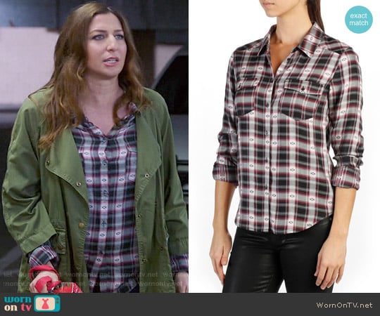 Paige Mya Shirt in Black/Beaujolais worn by Gina Linetti (Chelsea Peretti) on Brooklyn Nine-Nine