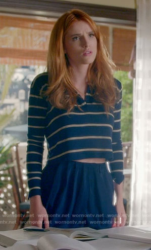 Paige's striped cropped sweater on Famous in Love
