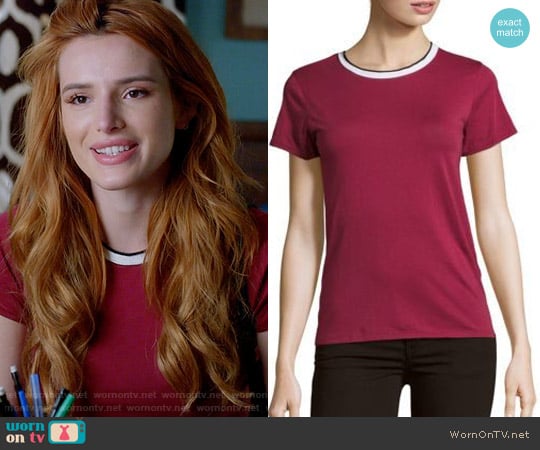 Rag & Bone Rib Base Lined Tee in Plum worn by Paige Townsen (Bella Thorne) on Famous in Love