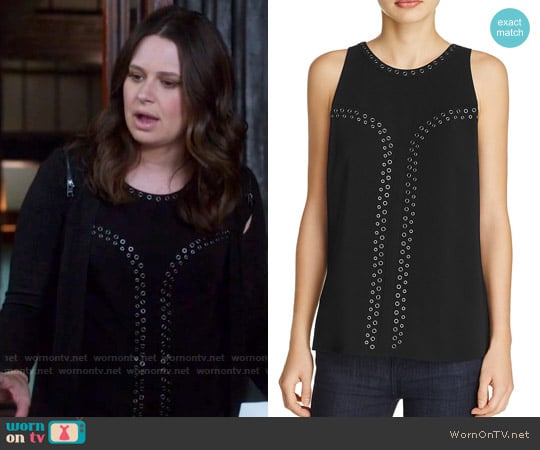 Ramy Brook Tia Grommet Embellished Tank worn by Quinn Perkins (Katie Lowes) on Scandal